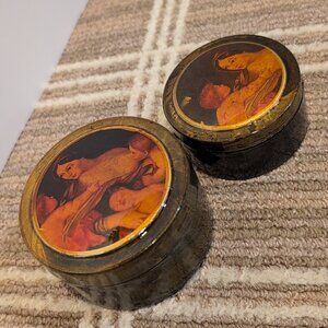 Nesting Lacquered Trinket Boxes Holy Christianity Round